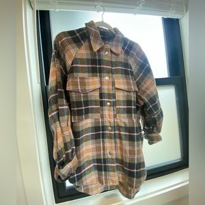 Zara Long Flannel Jacket Size X-Small